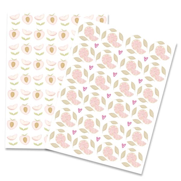 sticker fantasia di frutta retrò