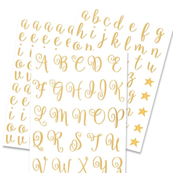 sticker lettere dorate