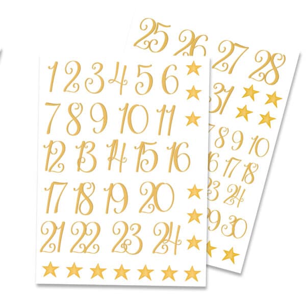 sticker numeri dorati