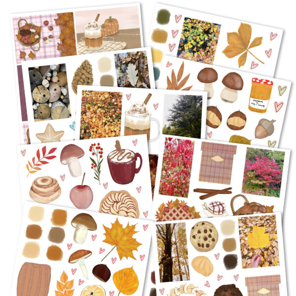 sticker colori e composizioni d'autunno